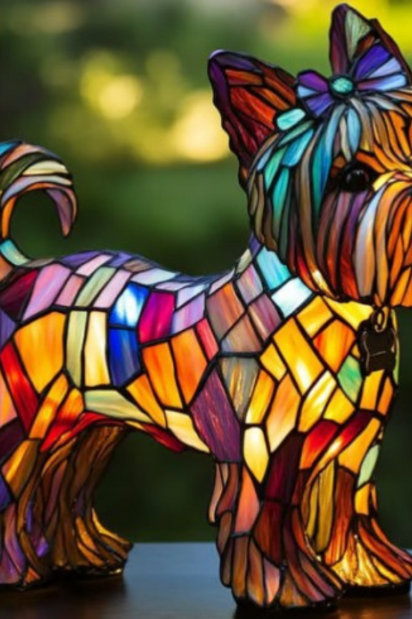 Zouzou - Bunte Glas-Hundelampe mit magischem Flair